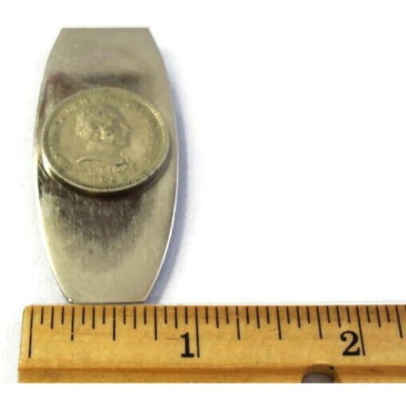 1953 Uruguay 10 Centesimos Money Clip Stainless Steel Wallet Cash Holder Silver - Picture 4 of 11